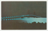 Mackinac Bridge at Night, Michigan, USA - Vintage Original Postcard # 2027 - Hand Written 1970's - VG