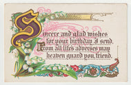 Sincere and Glad Birthday Wishes - Vintage Original Postcard # 2065 - Post Marked October 1923, VG