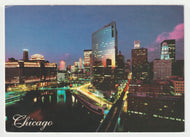 Chicago, Illinois, USA - Evening City View - Vintage Original Postcard # 2089 - New - 1990's - VG