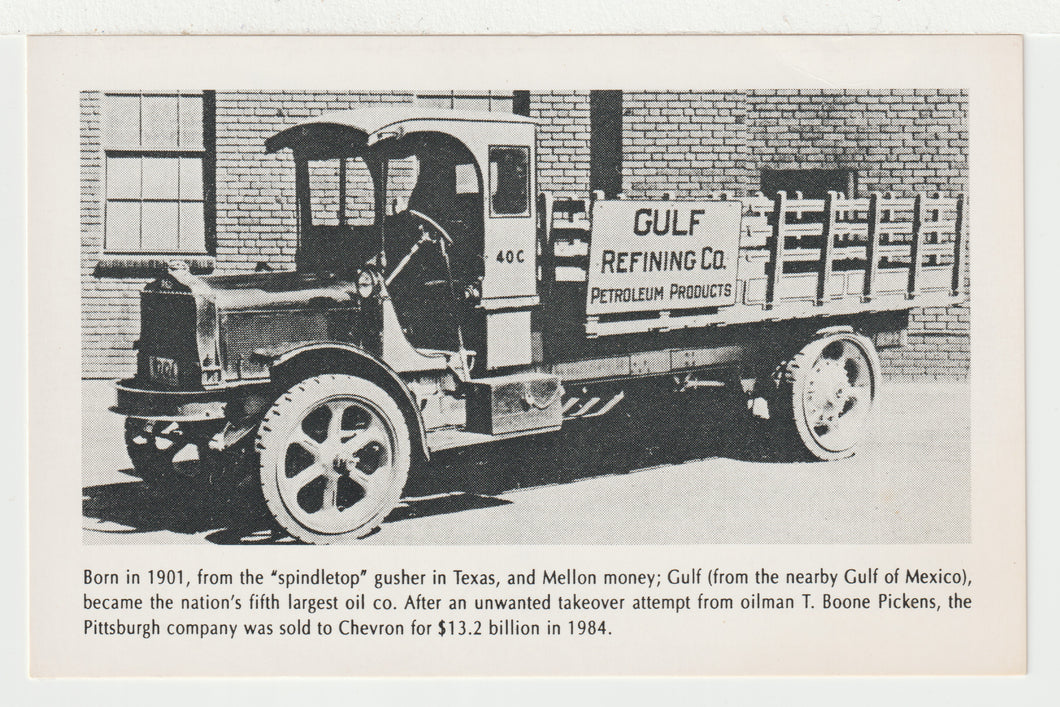 Gulf Refining Company Truck, Pittsburgh, Pennsylvania, USA - Vintage Original Postcard # 2103 - New - 1960's - NM