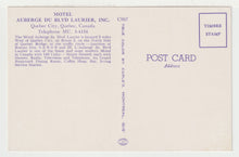 Load image into Gallery viewer, Laurier Blvd Inn, Quebec City, Quebec, Canada Vintage Original Postcard # 2187 - New - 1960's - NM
