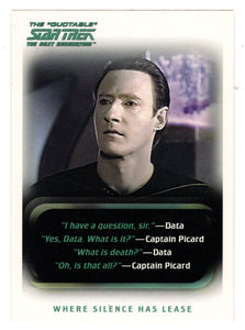 Where Silence Has Lease (Trading Card) Star Trek TNG The Quotable - 2005 Rittenhouse Archives # 8 - Mint