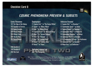 Checklist D Personnel (Trading Card) - 30 Years of Star Trek - Phase Two - 1996 Skybox # 199 - Mint