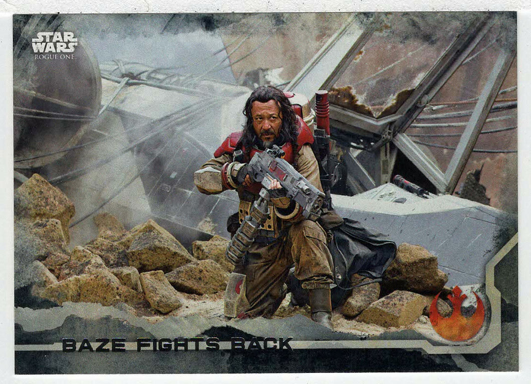 Baze Fights Back (Trading Card) - Star Wars - A Star Wars Story Series 1 : Rogue One BLACK - 2016 Topps # 28 - Mint