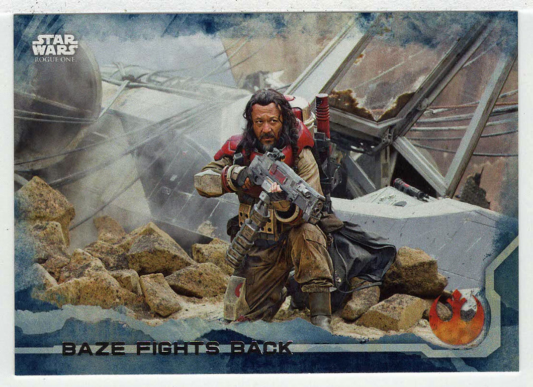 Baze Fights Back (Trading Card) - Star Wars - A Star Wars Story Series 1 : Rogue One BLUE - 2016 Topps # 28 - Mint