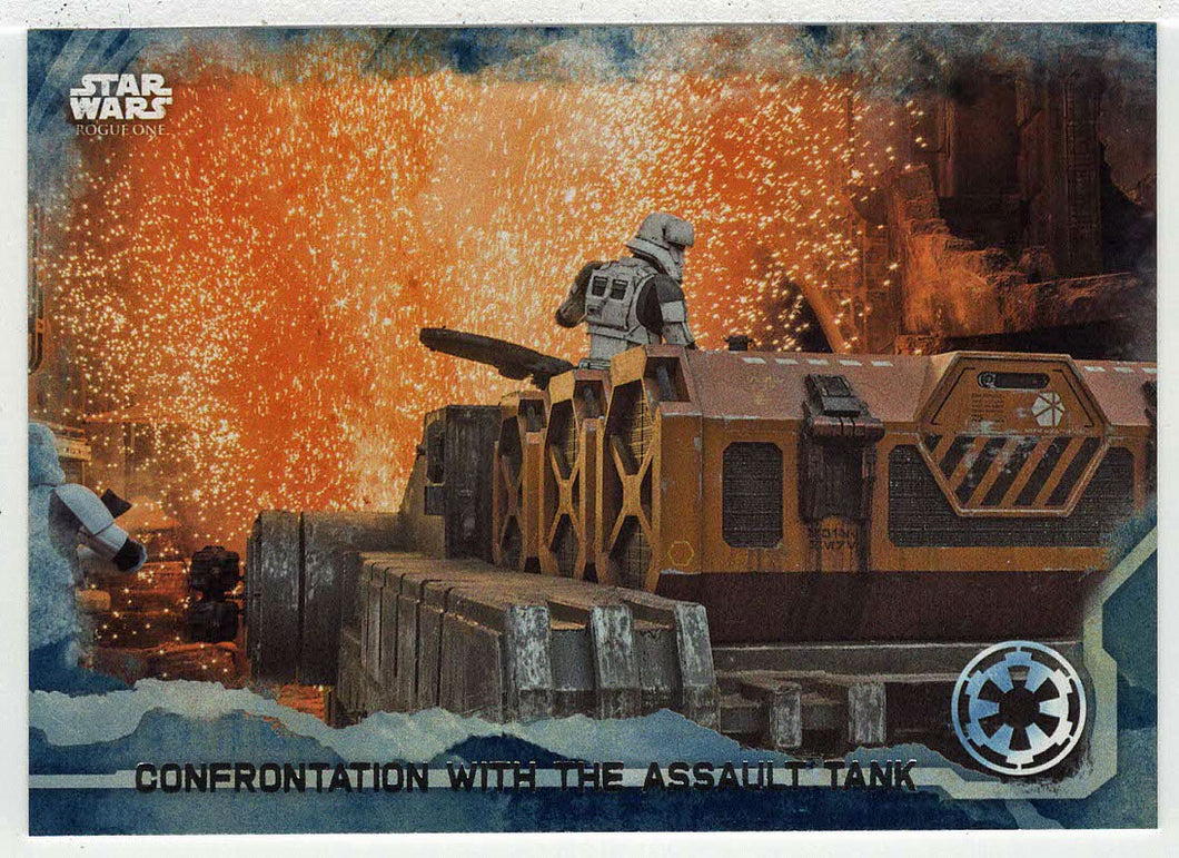 Confrontation with The Assault Tank (Trading Card) - Star Wars - A Star Wars Story Series 1 : Rogue One BLUE - 2016 Topps # 53 - Mint