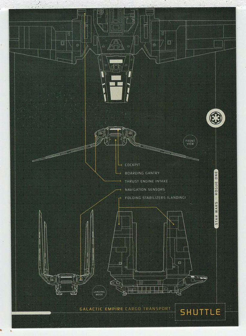 Shuttle - Blueprints of Ships and Vehicles (Trading Card) - Star Wars - A Star Wars Story Series 1 : Rogue One - 2016 Topps # BP5 - Mint