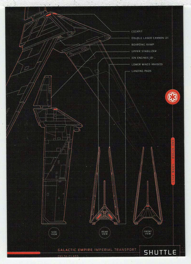Shuttle - Blueprints of Ships and Vehicles (Trading Card) - Star Wars - A Star Wars Story Series 1 : Rogue One - 2016 Topps # BP7 - Mint