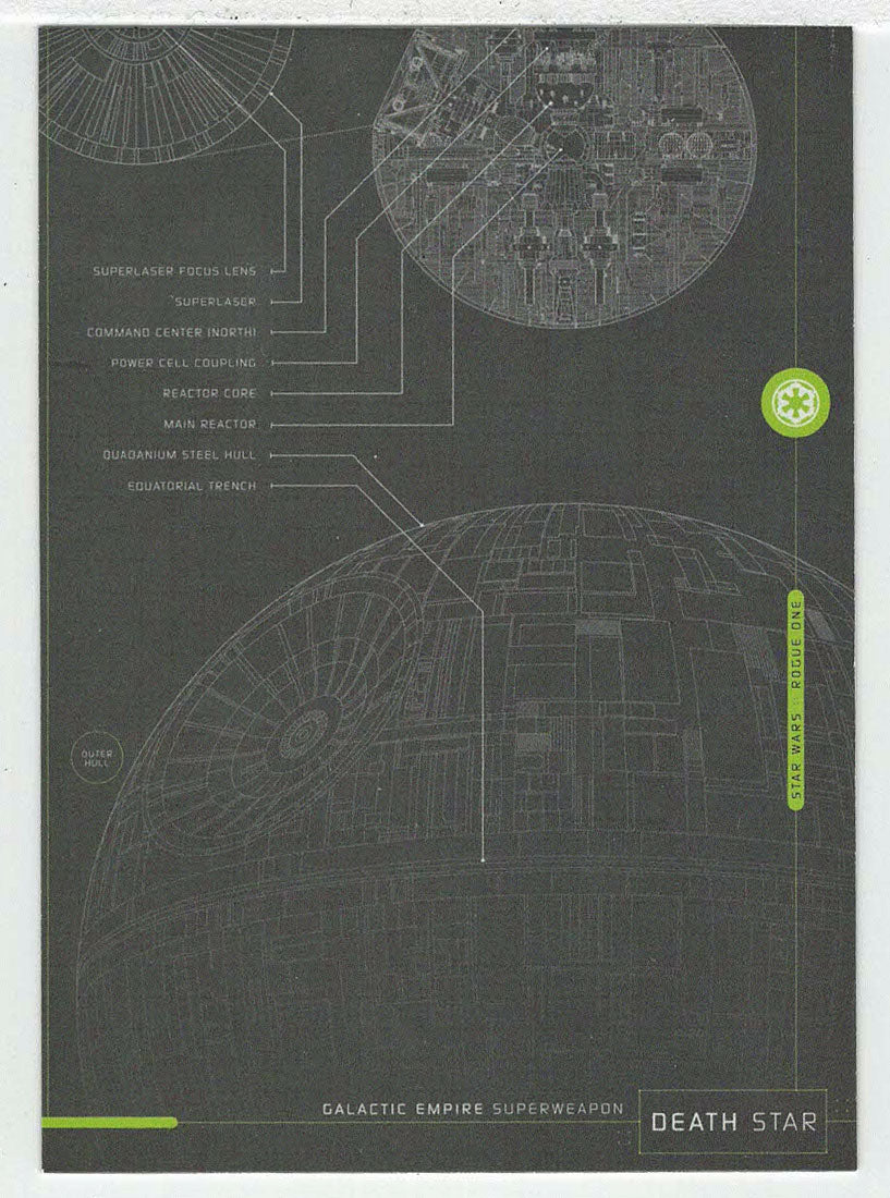 Death Star - Blueprints of Ships and Vehicles (Trading Card) - Star Wars - A Star Wars Story Series 1 : Rogue One - 2016 Topps # BP8 - Mint