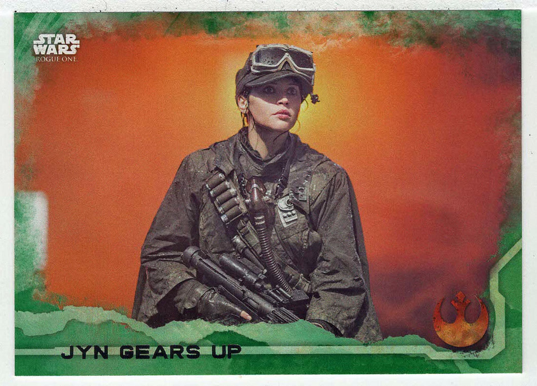 Jyn Gears Up (Trading Card) - Star Wars - A Star Wars Story Series 1 : Rogue One GREEN - 2016 Topps # 70 - Mint