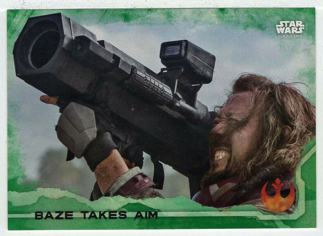 Baze Takes Aim (Trading Card) - Star Wars - A Star Wars Story Series 1 : Rogue One GREEN - 2016 Topps # 76 - Mint