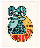 Zodiac Signs - Aries (Trading Card - Sticker) Figurine Super Stickers - 1979 Panini - Mint