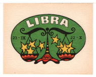 Zodiac Signs - Libra (Trading Card - Sticker) Figurine Super Stickers - 1979 Panini - Mint