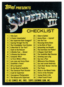 Checklist (Trading Card) - Superman III - 1983 Topps # 99 - Mint