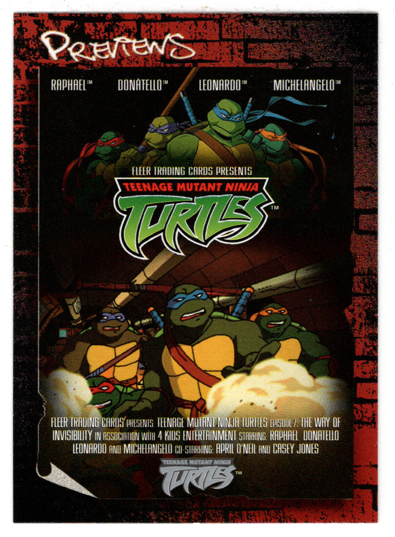 Previews: Episode 7: The Way of Invisibility (Trading Card) Teenage Mutant Ninja Turtles - 2003 Fleer # 7 P - Mint