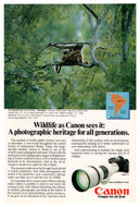 Canon Camera's (Wildlife - Photography) - Vintage Ad - # 999 - 1980's