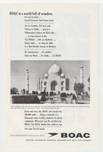 Load image into Gallery viewer, B.O.A.C. Airways &amp; Vacations Vintage Ad - (The Taj Mahal, India) # 1006 - 1960's
