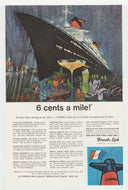 French Cruise Lines Vintage Ad - (6 Cents a Mile) # 1007 - 1960's