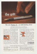 Parker Pens Vintage Ad (Parker 75 in Solid Sterling Silver) # 1009 - 1960's