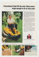 International Harvester Riding Mowers - Vintage Ad - (International Cadet 60) # 1039 - 1960's