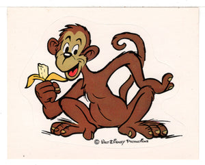 Walt Disney - Monkey with Banana (Trading Card - Sticker) Figurine Super Stickers - 1979 Panini - Mint
