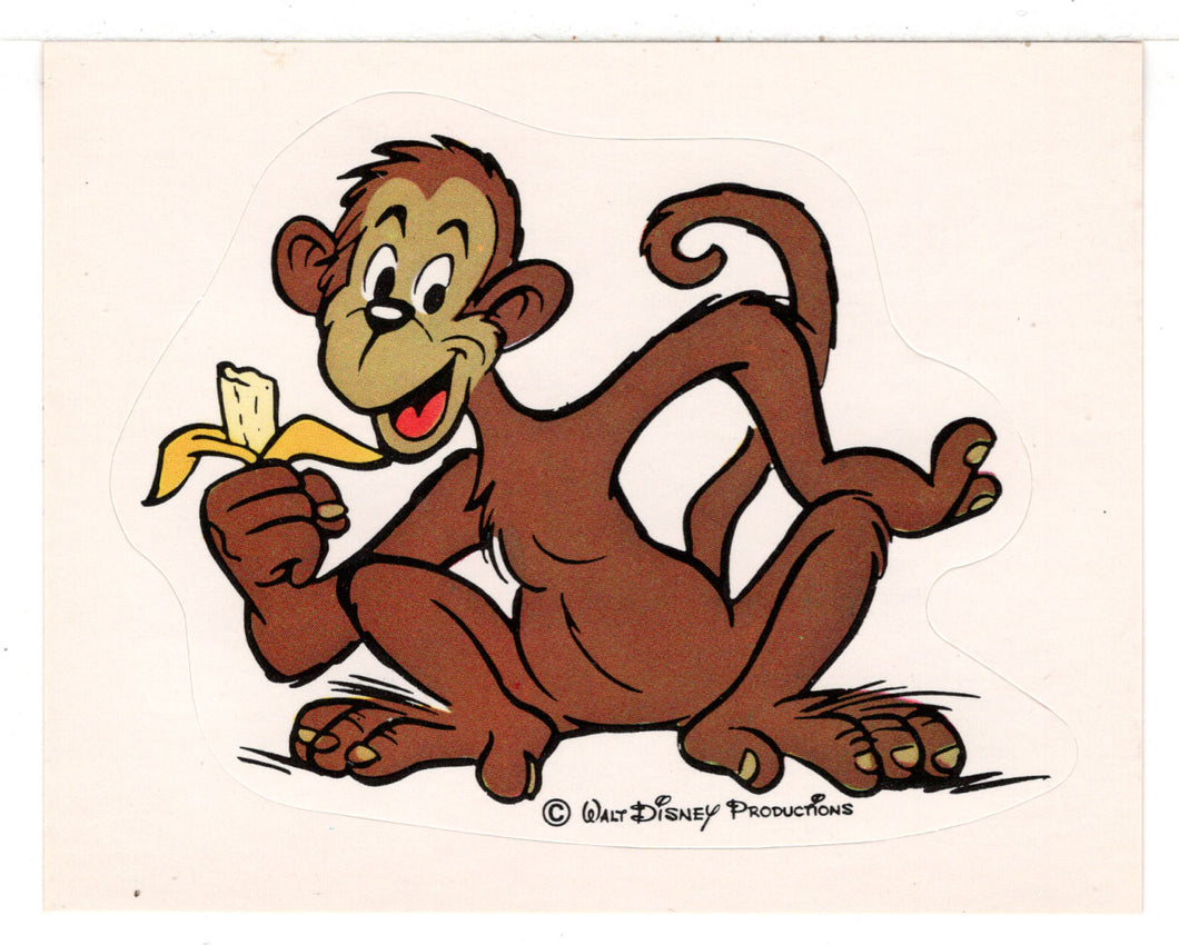 Walt Disney - Monkey with Banana (Trading Card - Sticker) Figurine Super Stickers - 1979 Panini - Mint