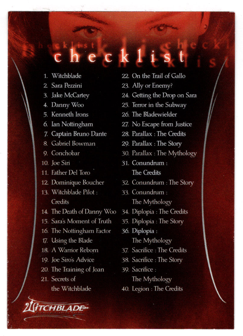 Checklist (Trading Card) Witchblade - Season One - 2002 Inkworks # 81 - Mint