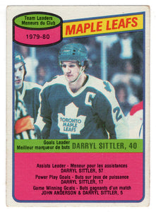 Darryl Sittler - Toronto Maple Leafs - Team Leaders (NHL Hockey Card) 1980-81 O-Pee-Chee # 193 VG-NM