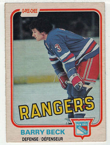 Barry Beck - New York Rangers (NHL Hockey Card) 1981-82 O-Pee-Chee # 220 VG