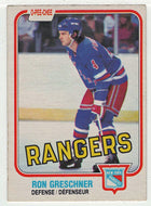 Ron Greschner - New York Rangers (NHL Hockey Card) 1981-82 O-Pee-Chee # 224 VG