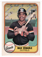 Max Venable RC - San Francisco Giants (MLB Baseball Card) 1981 Fleer # 443 NM/MT