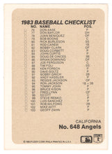 Load image into Gallery viewer, Checklists - Teams - Baltimore Orioles - California Angels (MLB Baseball Card) 1983 Fleer # 648 Mint
