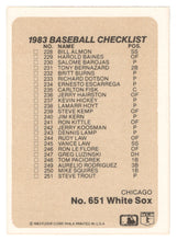 Load image into Gallery viewer, Checklists - Teams - Los Angeles Dodgers - Chicago White Sox (MLB Baseball Card) 1983 Fleer # 651 Mint
