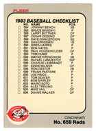 Checklists - Teams - Cincinnati Reds - Minnesota Twins (MLB Baseball Card) 1983 Fleer # 659 Mint