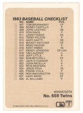 Load image into Gallery viewer, Checklists - Teams - Cincinnati Reds - Minnesota Twins (MLB Baseball Card) 1983 Fleer # 659 Mint
