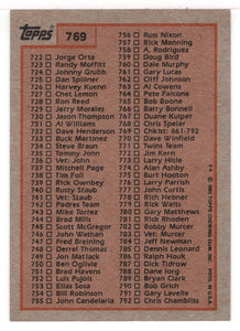 Checklist # 5 (MLB Baseball Card) 1983 Topps # 769 Mint