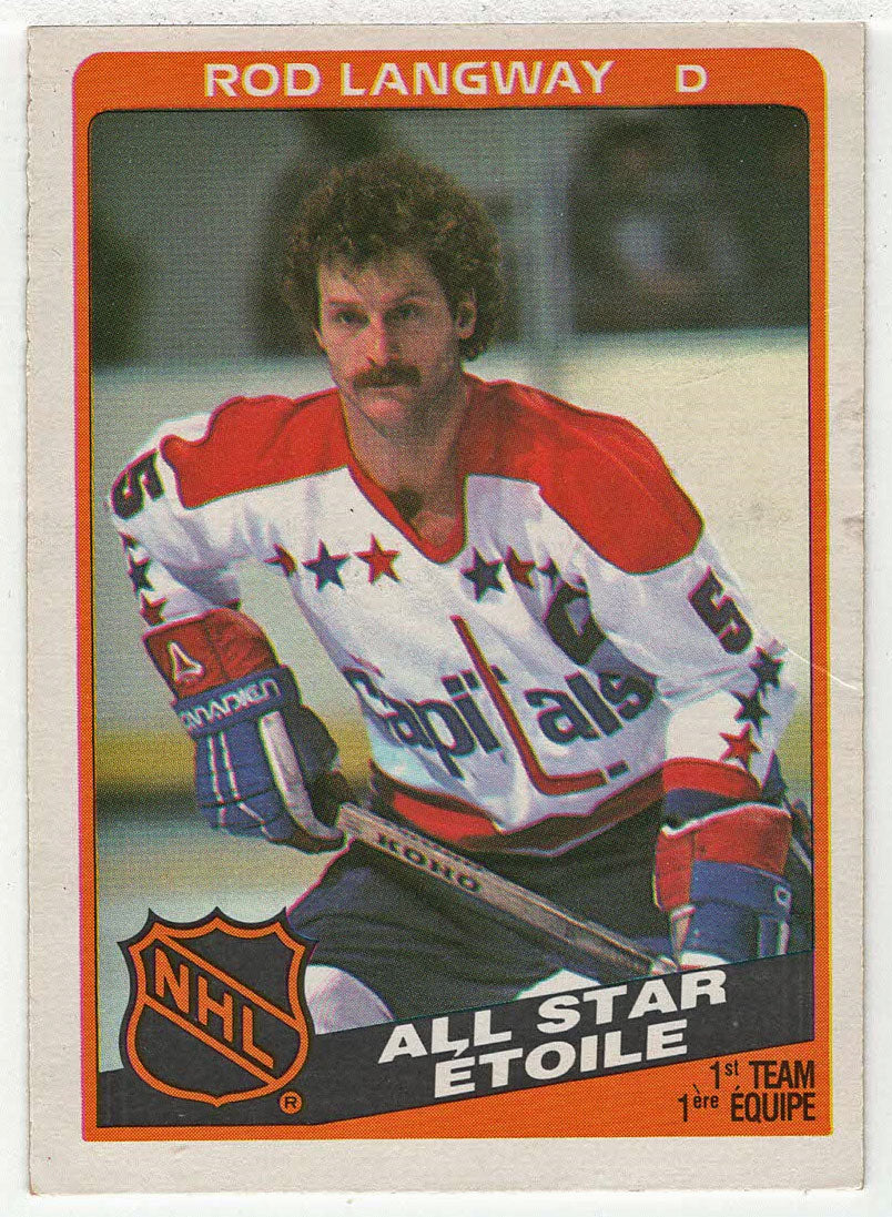 Rod Langway - Washington Capitals - All-Star Team (NHL Hockey Card) 1984-85 O-Pee-Chee # 210 VG-NM