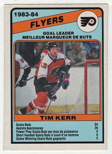 Tim Kerr - Philadelphia Flyers - Team Leaders (NHL Hockey Card) 1984-85 O-Pee-Chee # 364 VG-NM