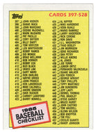 Checklist # 4 (# 397 - # 528) (MLB Baseball Card) 1985 Topps # 527 Mint
