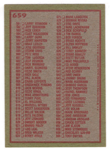 Checklist # 5 (# 529 - # 660) (MLB Baseball Card) 1985 Topps # 659 Mint