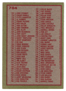 Checklist # 6 (# 661 - # 792) (MLB Baseball Card) 1985 Topps # 784 Mint