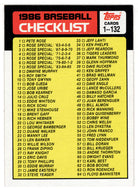 Checklist # 1 (MLB Baseball Card) 1986 Topps # 131 Mint