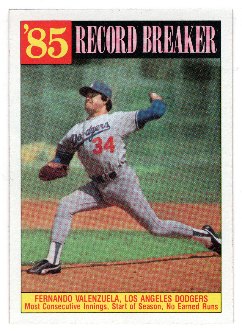 Fernando Valenzuela - Los Angeles Dodgers - '85 Record Breaker (MLB Baseball Card) 1986 Topps # 207 Mint