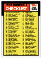 Checklist # 2 (MLB Baseball Card) 1986 Topps # 263 Mint
