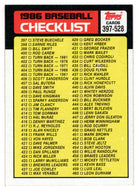Checklist # 4 (MLB Baseball Card) 1986 Topps # 527 Mint