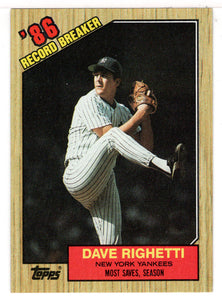 Dave Righetti - New York Yankees - Record Breaker (MLB Baseball Card) 1987 Topps # 5 Mint