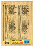 Checklist # 3 (MLB Baseball Card) 1987 Topps # 392 Mint