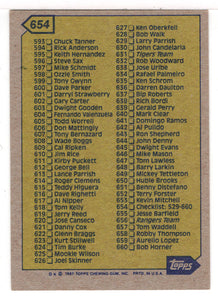 Checklist # 5 (MLB Baseball Card) 1987 Topps # 654 Mint