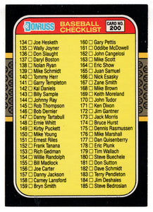 Checklist # 3 (MLB Baseball Card) 1987 Donruss # 200 NM/MT