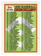 Checklist # 4 (MLB Baseball Card) 1988 Topps # 528B Mint